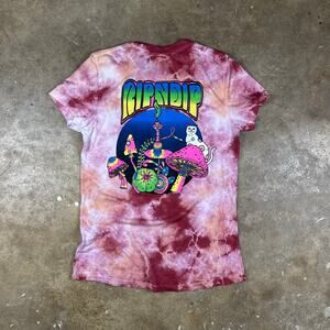 RIPNDIP‎ Tie Dye T-Shirt Women’s Medium Cat Mushroom Trippy Graphic Tee Pink